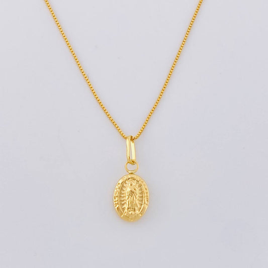 Set Cadena Veneciana + Dije Guadalupe / 1.6g / 50cm Oro Amarillo 18K