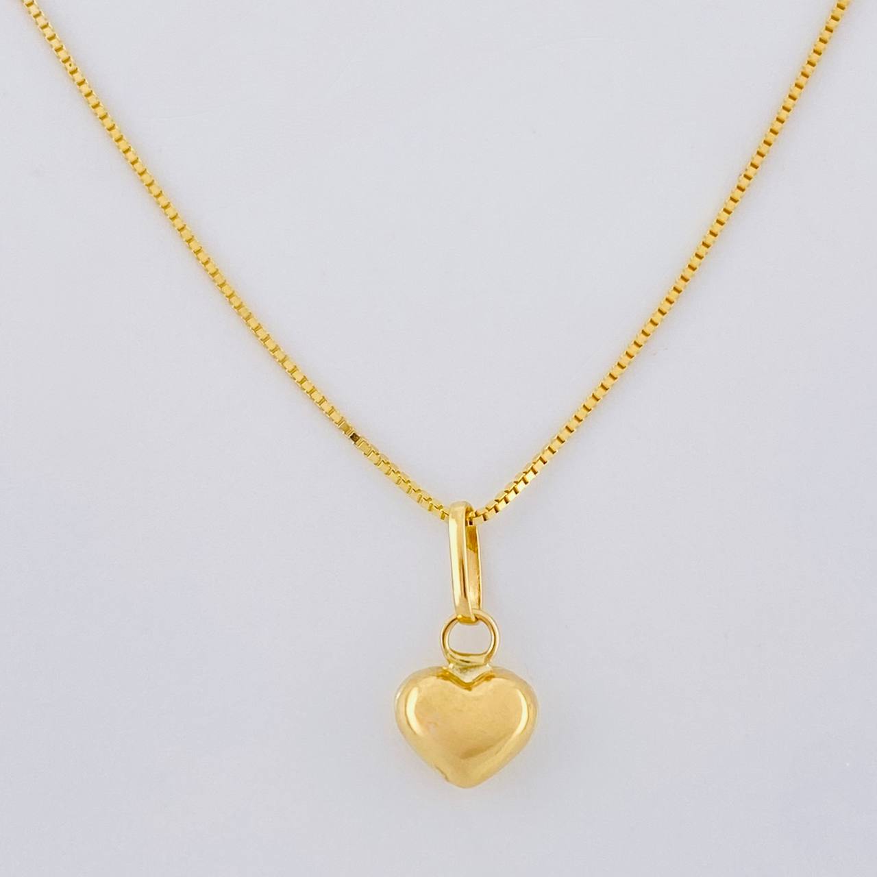 Set Cadena Veneciana + Dije Corazon / 1.25g / 40cm Oro Amarillo 18K