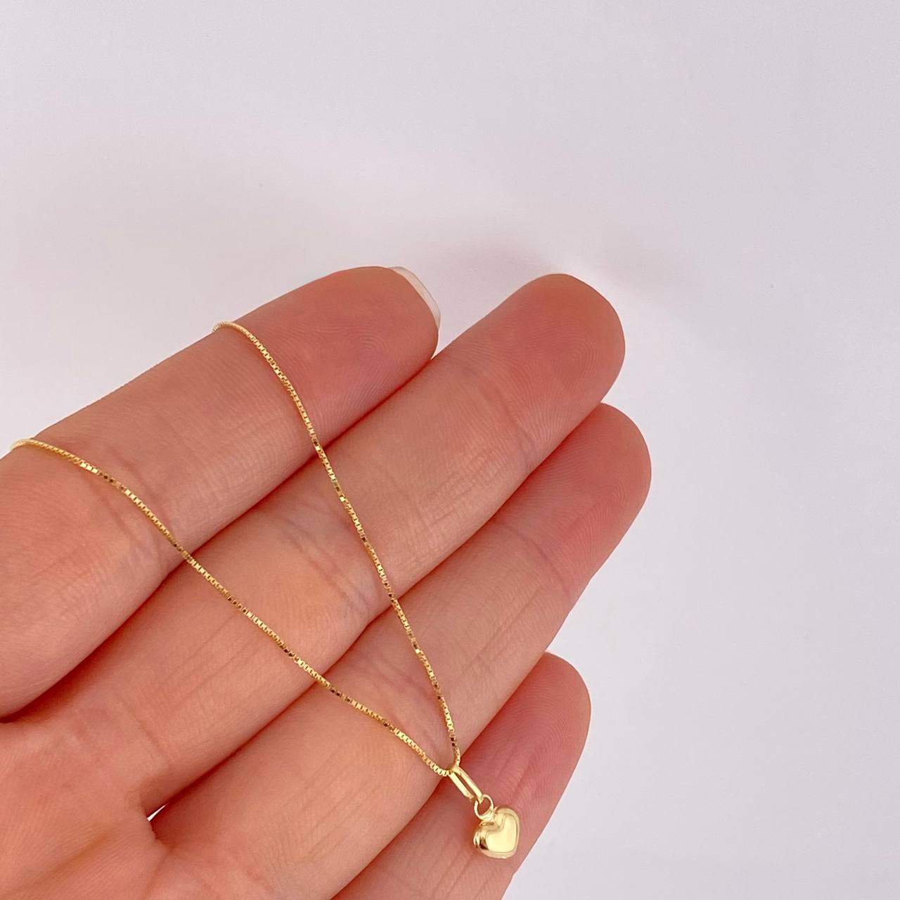 Set Cadena Veneciana + Dije Corazon / 1.25g / 40cm Oro Amarillo 18K