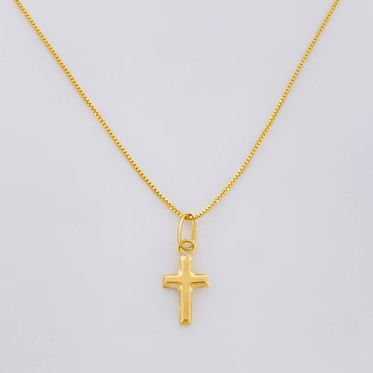 Set Cadena Veneciana + Dije Cruz / 1g / 40cm Oro Amarillo 18K