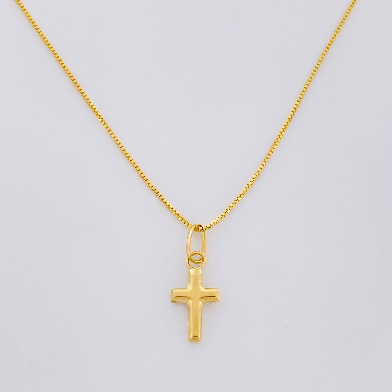 Set Cadena Veneciana + Dije Cruz / 1.45g / 50cm Oro Amarillo 18K