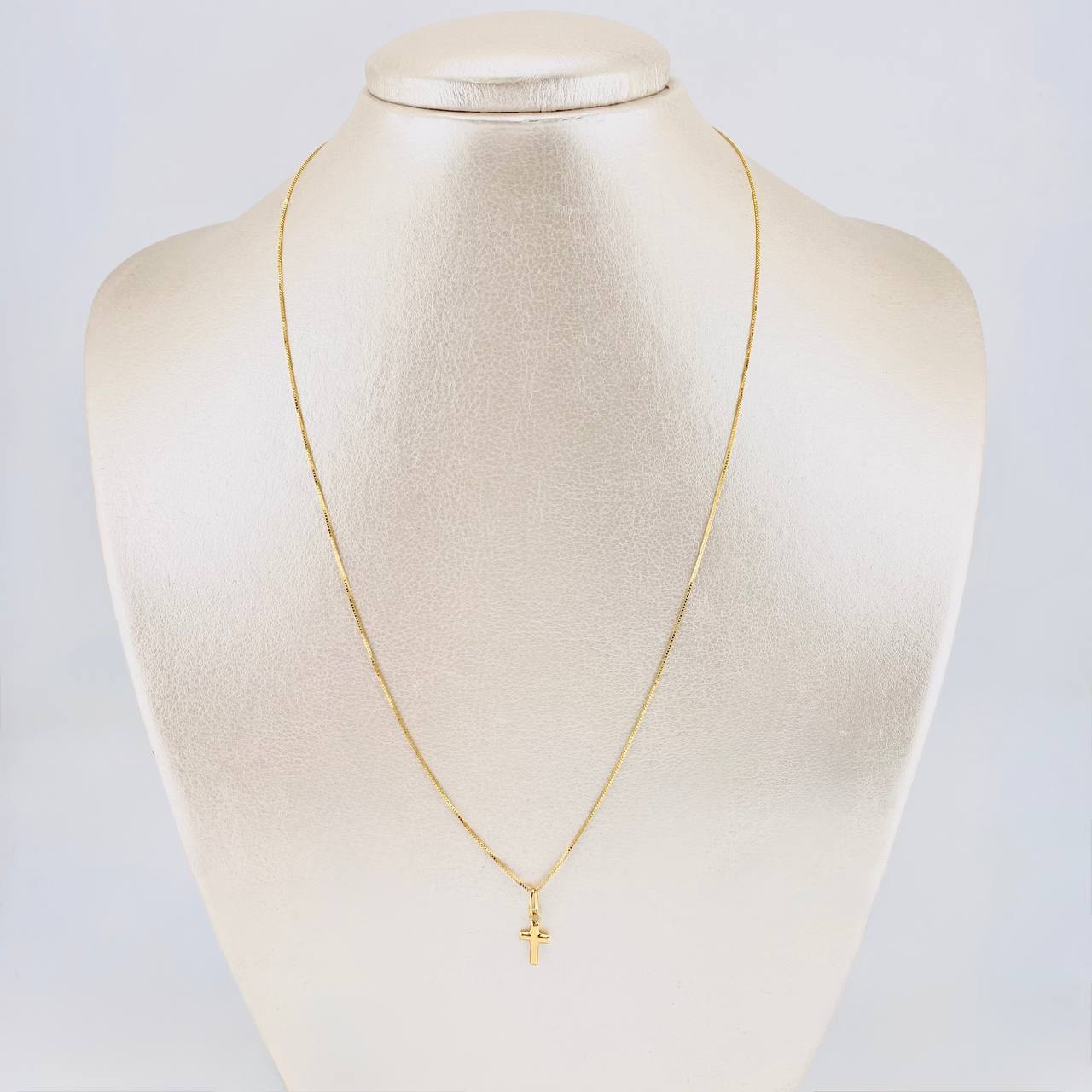 Set Cadena Veneciana + Dije Cruz / 1.45g / 50cm Oro Amarillo 18K