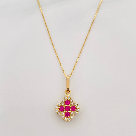 Set Cadena Veneciana + Dije Trebol / 2.15 g / 45 cm Oro Amarillo 18K