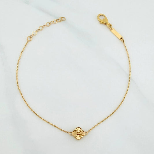 Pulso Modulable Aro Seguido Trebol 2.25 g / 18.3 cm - 21 cm / 1 mm Oro Amarillo 18K