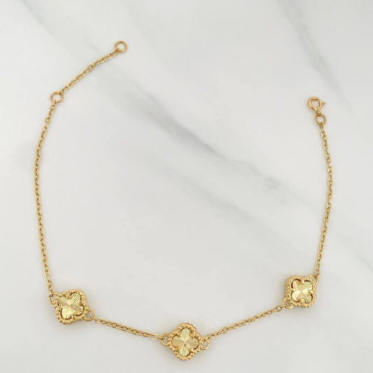 Pulso Modulable Aro Seguido Trebol 3.55 g / 17 cm - 19 cm / 1.2 mm Oro Amarillo 18K