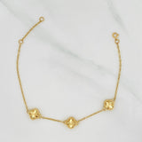 Pulso Modulable Aro Seguido Trebol 3.55 g / 19.5 cm - 18 cm / 4 mm Oro Amarillo 18K