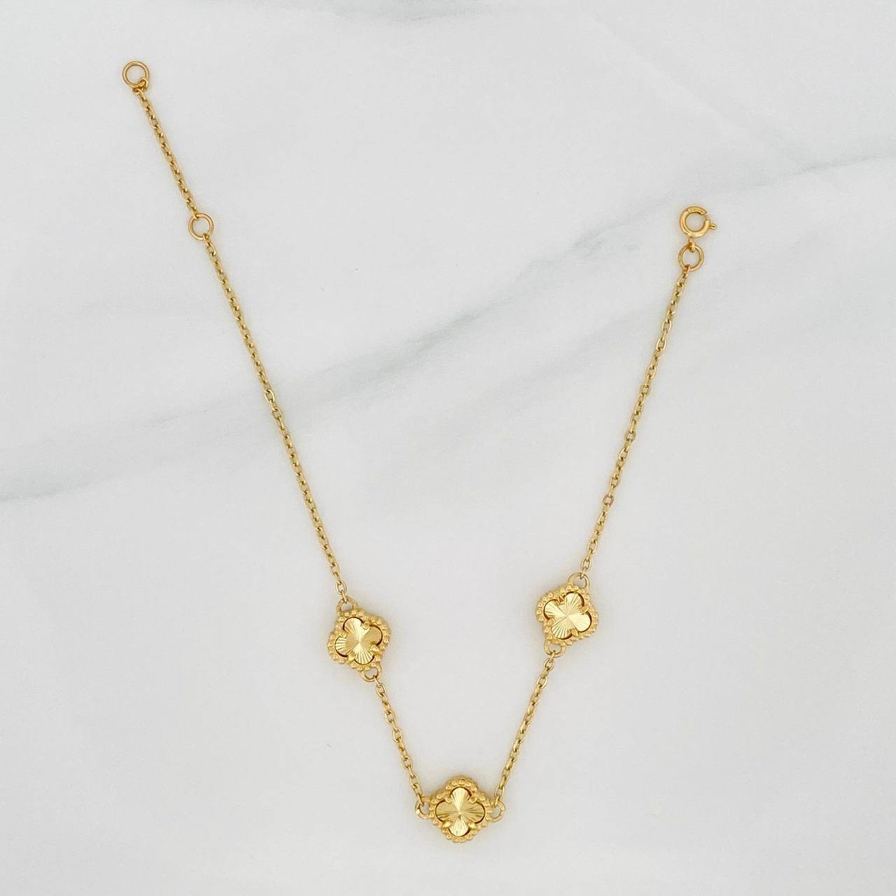 Pulso Modulable Aro Seguido Trebol 3.55 g / 17 cm - 19 cm / 1.2 mm Oro Amarillo 18K