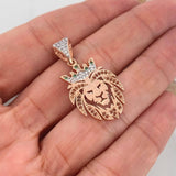 Dije León 3.1 g / 3.5 cm Dos Oros Blanco Rosa 18K