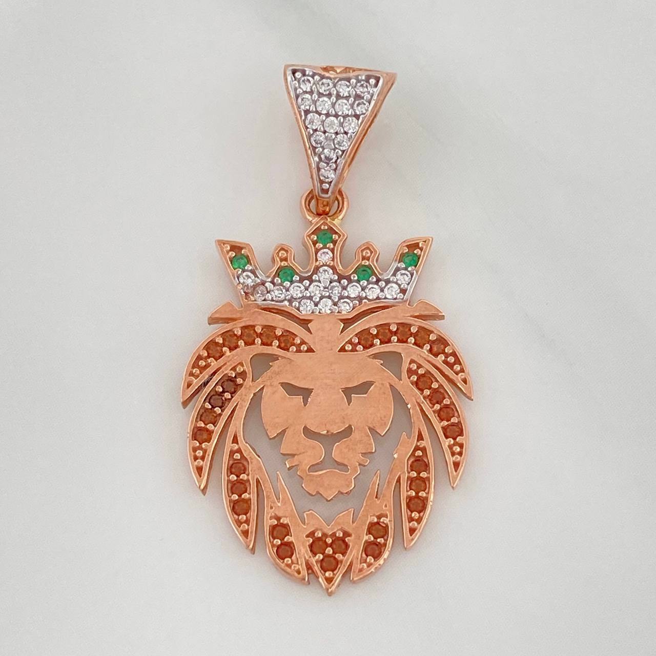 Dije León 3.1 g / 3.5 cm Dos Oros Blanco Rosa 18K