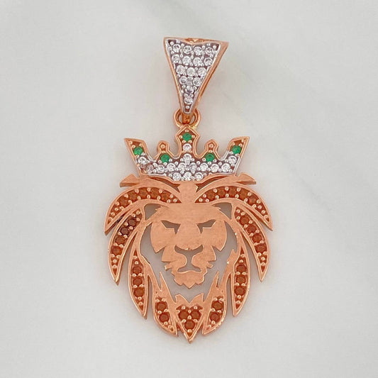 Dije León 3.1 g / 3.5 cm Dos Oros Blanco Rosa 18K