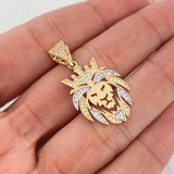 Dije León 3.2 g / 3.5 cm Dos Oros Amarillo Blanco 18K