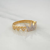Anillo Corona Corazones 2.85g / T7 1/2 Dos Oros Amarillo Blanco 18K