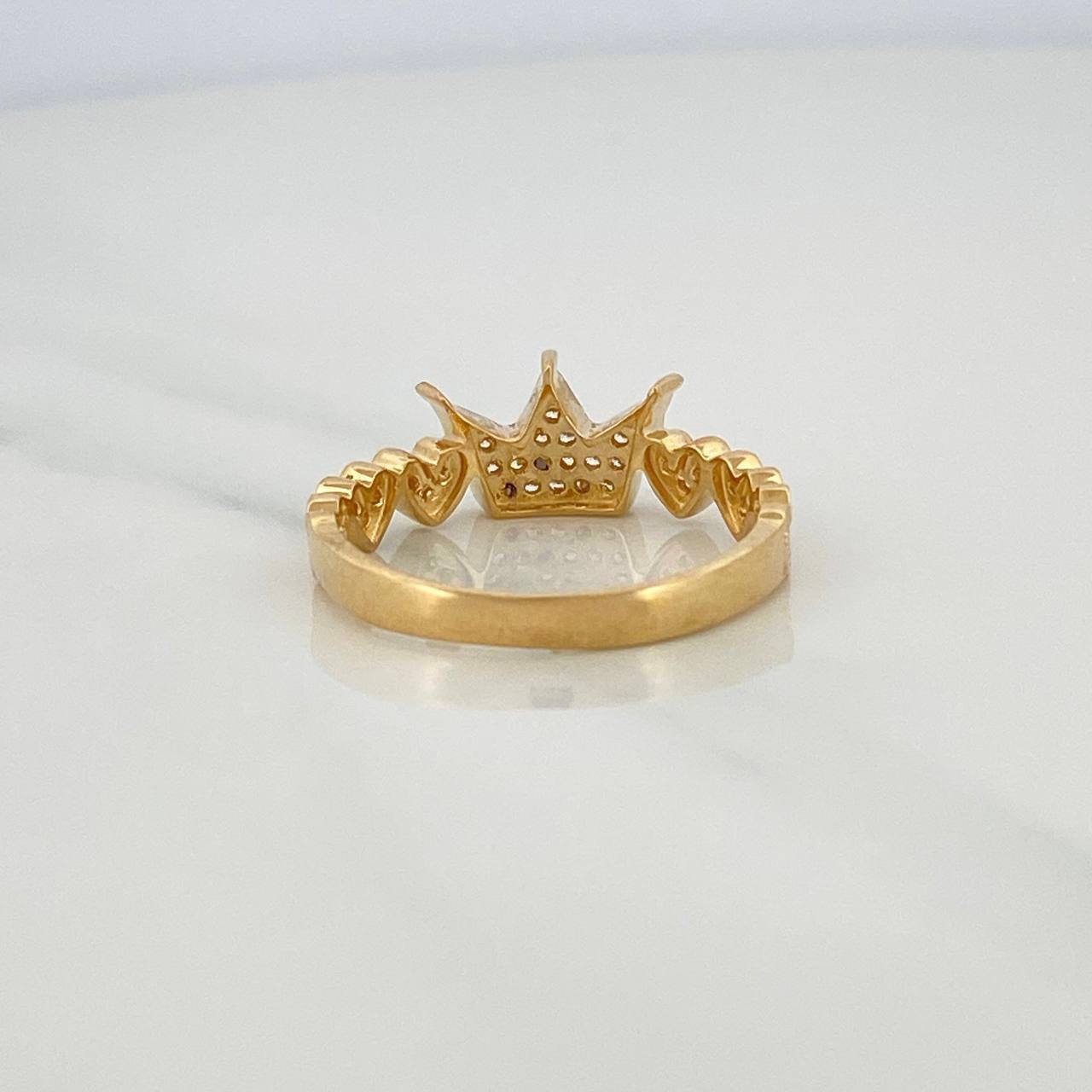 Anillo Corona corazones 2.75g / T6 3/4 Dos Oros Amarillo Blanco 18K