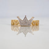 Anillo Corona Corazones 2.85g / T7 1/2 Dos Oros Amarillo Blanco 18K