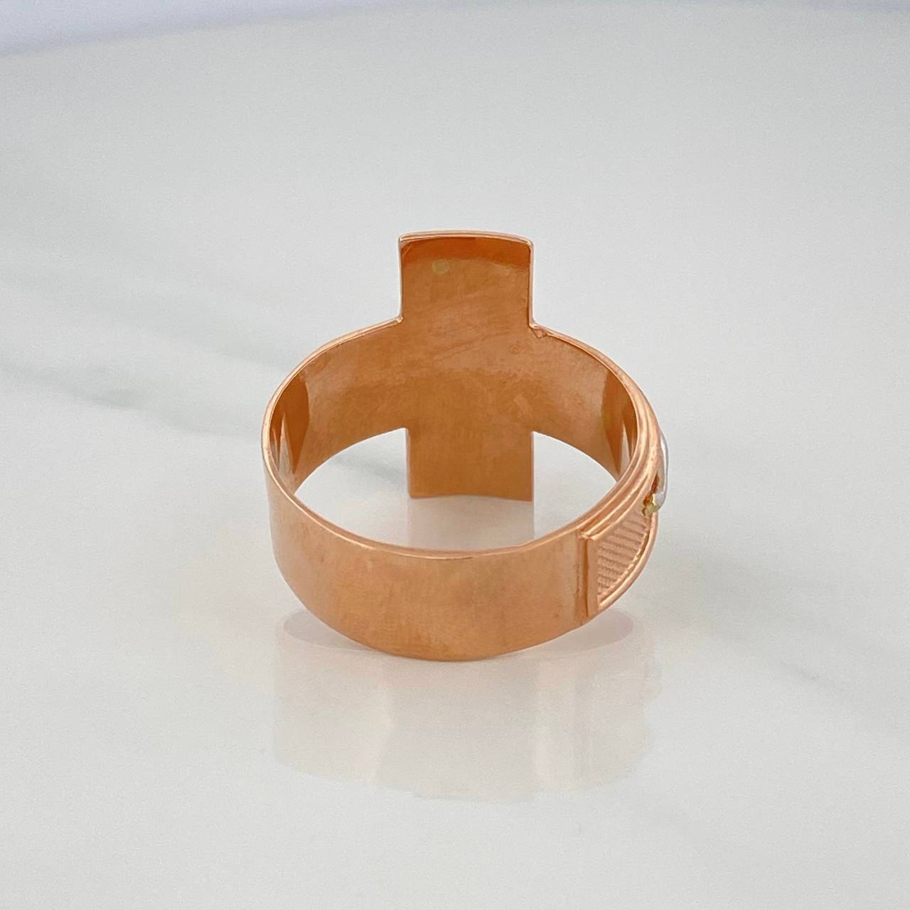 Anillo Cruz Cristo 8 g / T10 1/2 Dos Oros Blanco Rosa 18K