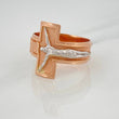 Anillo Cruz Cristo 8 g / T10 1/2 Dos Oros Blanco Rosa 18K