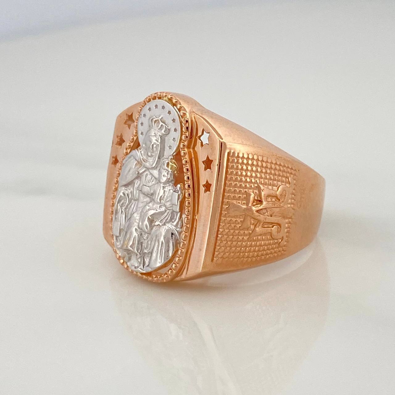 Anillo Virgen Del Carmen 7.75 g / T10 1/4 Tres Oros  18K