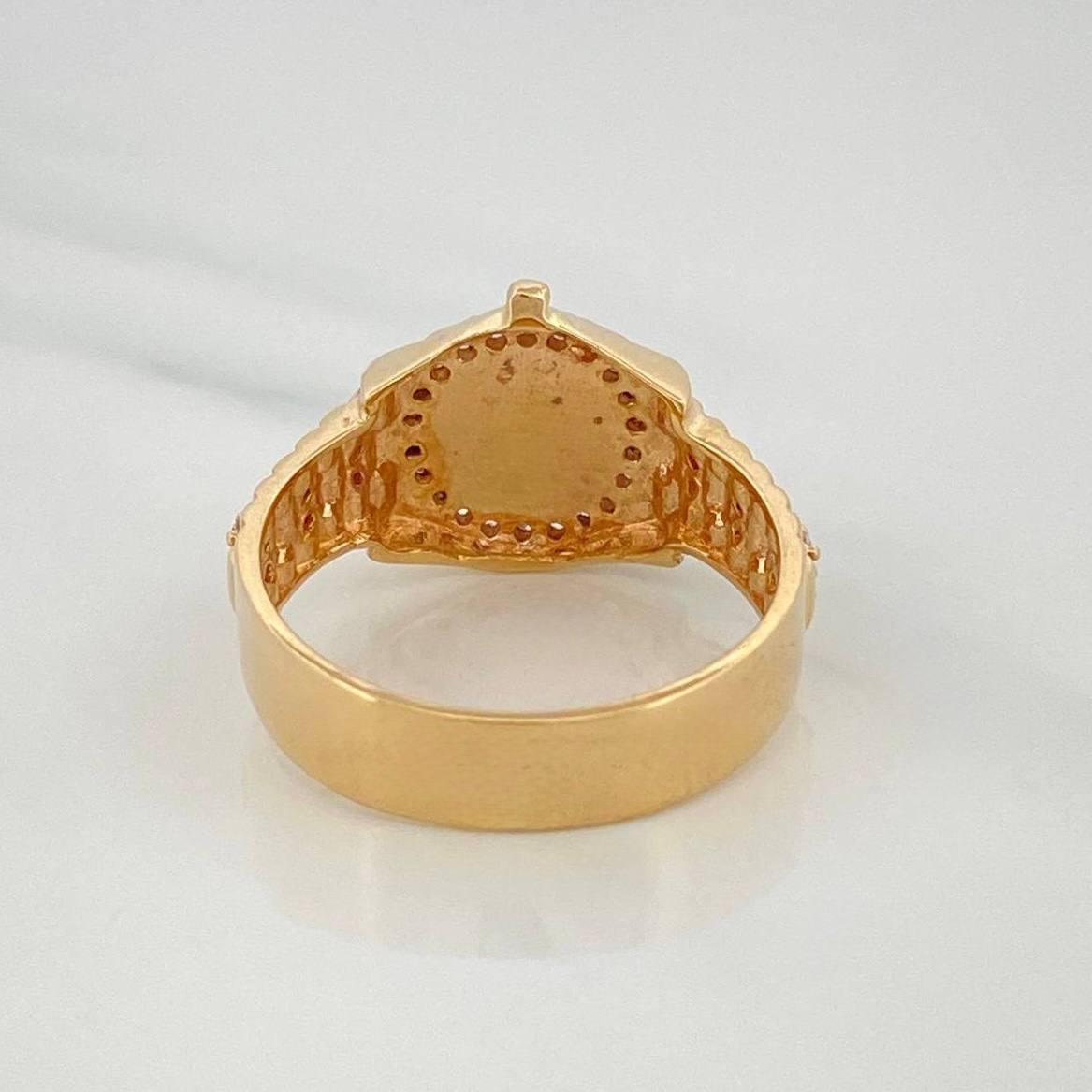 Anillo Correa Corona 5.9 g / T8 3/4 Dos Oros Amarillo Blanco 18K