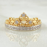 Anillo Corona Corazones 2.95gr / T7 / Oro Amarillo 18K*
