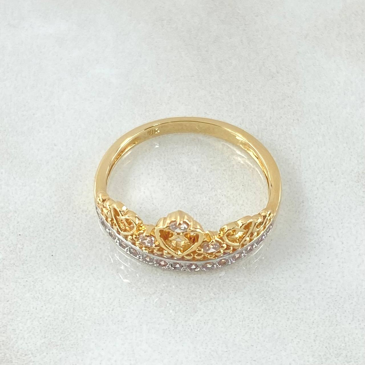 Anillo Corona Corazones 2.95gr / T7 / Oro Amarillo 18K*