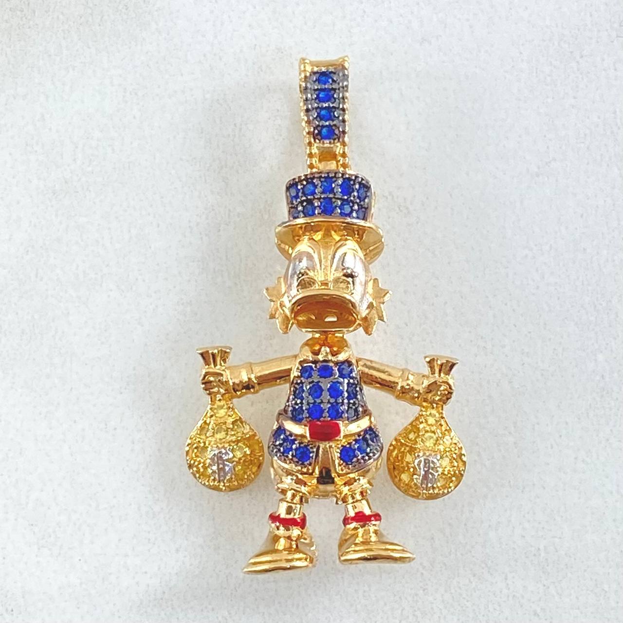 Dije Pato Bolsas Dinero 6.05gr / 3.5cm / Dos Oros Amarillo Blanco 18K ©