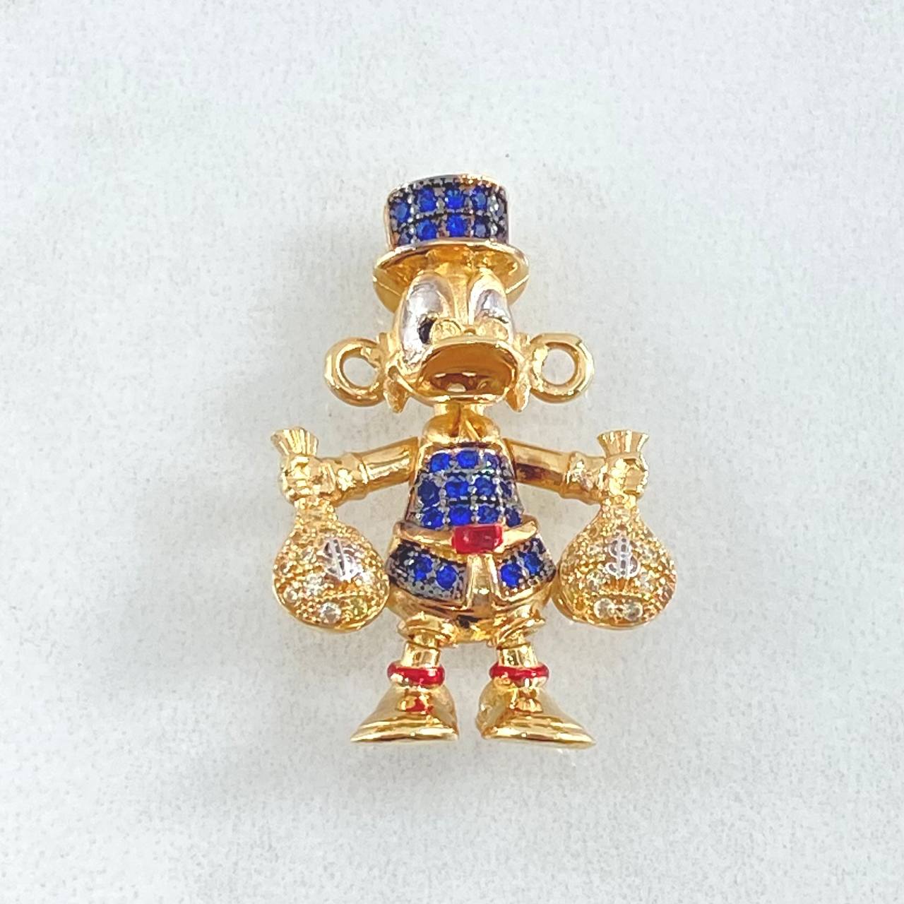Herraje Pato Bolsa Dinero 5.55gr / 1.3cm / Dos Oros Amarillo Blanco 18K ©