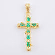 Dije Cruz Tronco Esmeraldas 2.1 Qts 5gr / 5.2cm / Oro Amarillo 18K ©