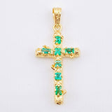 Dije Cruz Tronco Esmeraldas 2.1 Qts 5gr / 5.2cm / Oro Amarillo 18K ©