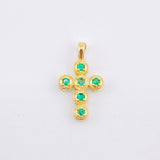 Dije Crúz Mini Aros Esmeralds 25pts 0.85gr / 1.7cm / Oro Amarillo 18K ©
