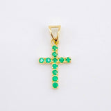 Dije Cruz Tupida Esmeraldas 24pts 0.7gr / 1.8cm / Oro Amarillo 18K