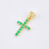 Dije Cruz Tupida Esmeraldas 24pts 0.7gr / 1.8cm / Oro Amarillo 18K
