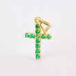 Dije Crúz Tupida 11pts Esmeraldas 0.7gr / 2cm / Oro Amarillo 18K *
