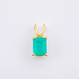 Dije Rectangulo Esmeralda 1 Qts 1.05gr / 1.2cm / Oro Amarillo 18K ©