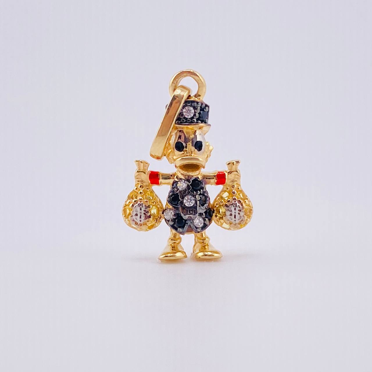 Dije Pato Bolsa Dinero 1.6gr / 2.2cm / Dos Oros Amarillo Blanco 18K ©