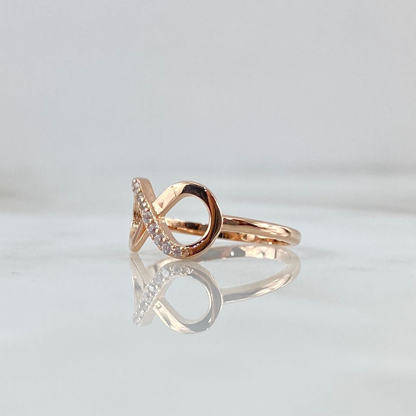 Fabricacion Bajo Pedido Anillo Infinito 4gr / Circones Blancos Oro Rosa 18K