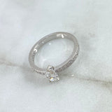 Fabricacion Bajo Pedido Anillo Solitario Gota 4gr / Circones Blancos Oro Blanco 18K