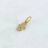 Dije Mano Hamsa 0.65gr / 1.6cm / Circones Blancos Verde Oro Amarillo 18K