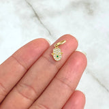 Dije Mano Hamsa 0.65gr / 1.6cm / Circones Blancos Verde Oro Amarillo 18K