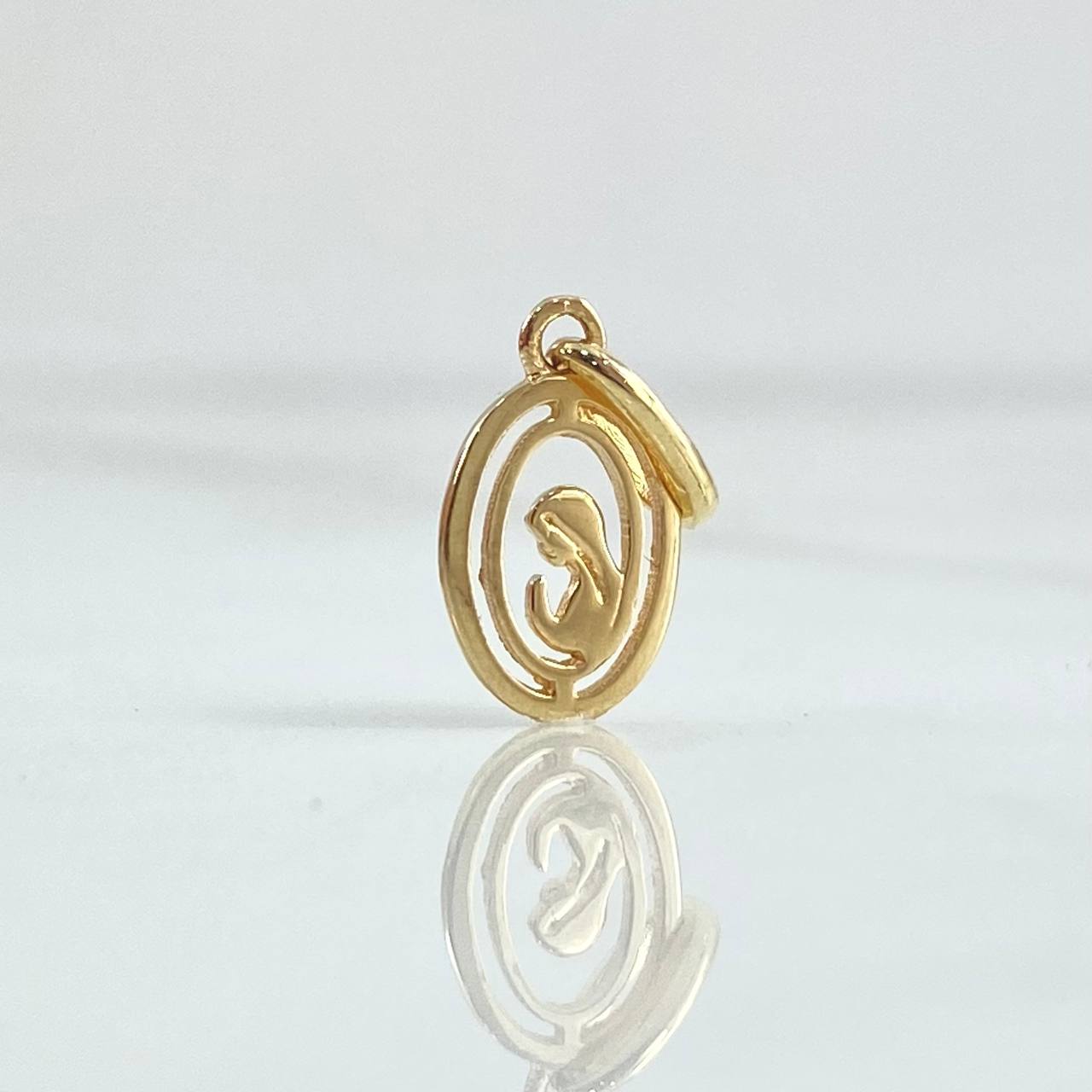 Dije Virgen Maria Silueta 0.65gr / 1.8cm / Doble Marco Oro Amarillo 18K