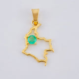 Dije Mapa De Colombia Esmeralda 11Pts 0.75 g / 2.1 cm Oro Amarillo 18K
