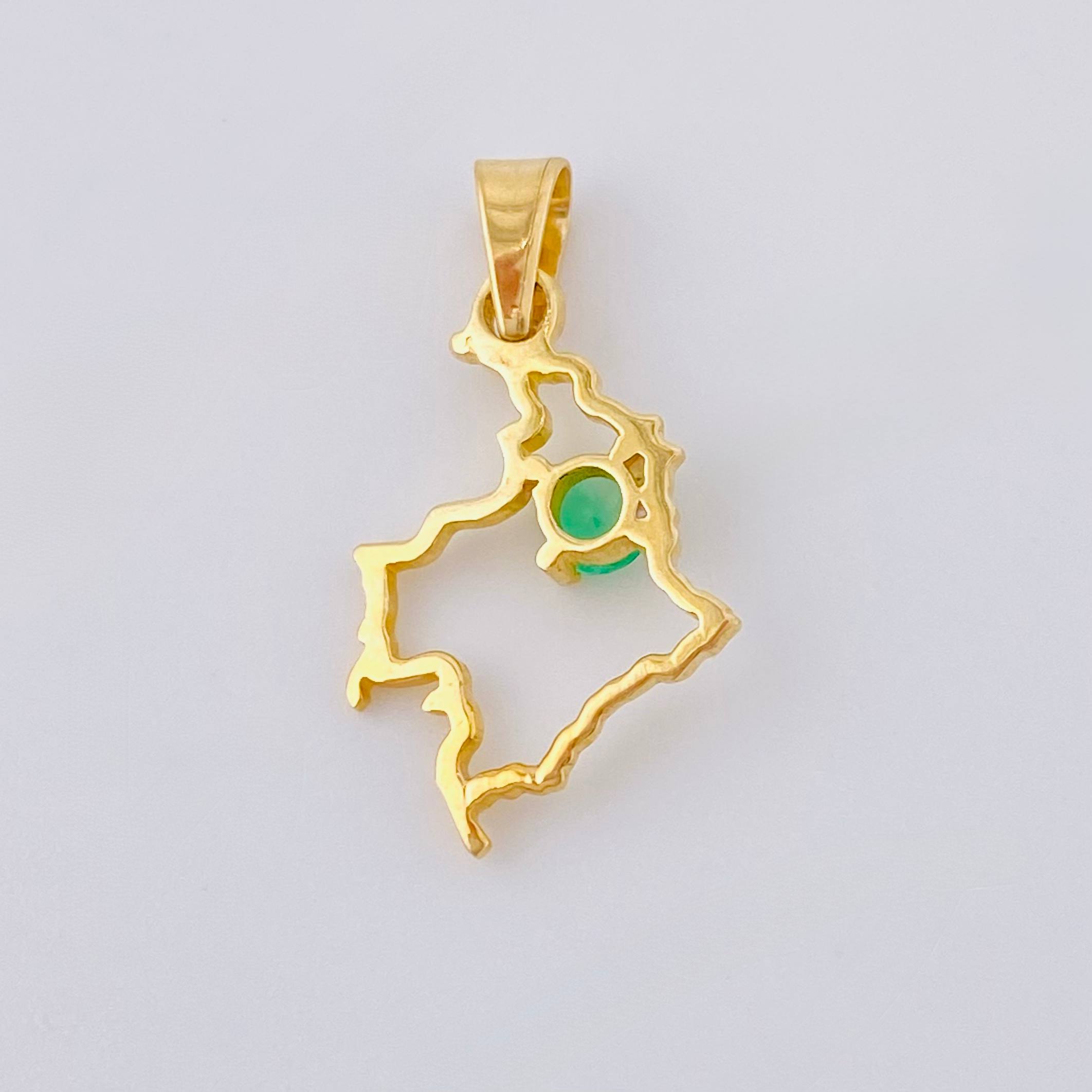 Dije Mapa De Colombia Esmeralda 11Pts 0.75 g / 2.1 cm Oro Amarillo 18K