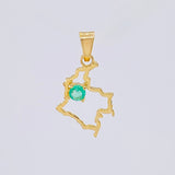 Dije Mapa De Colombia Esmeralda 11Pts 0.75 g / 2.1 cm Oro Amarillo 18K