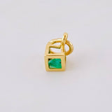 Dije Cubo Mini Esmeralda 11pts 0.35gr / 1.2cm / Oro Amarillo 18K ©