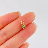 Dije Cubo Esmeralda 10 Pts 0.3 g / 1 cm Oro Amarillo 18K