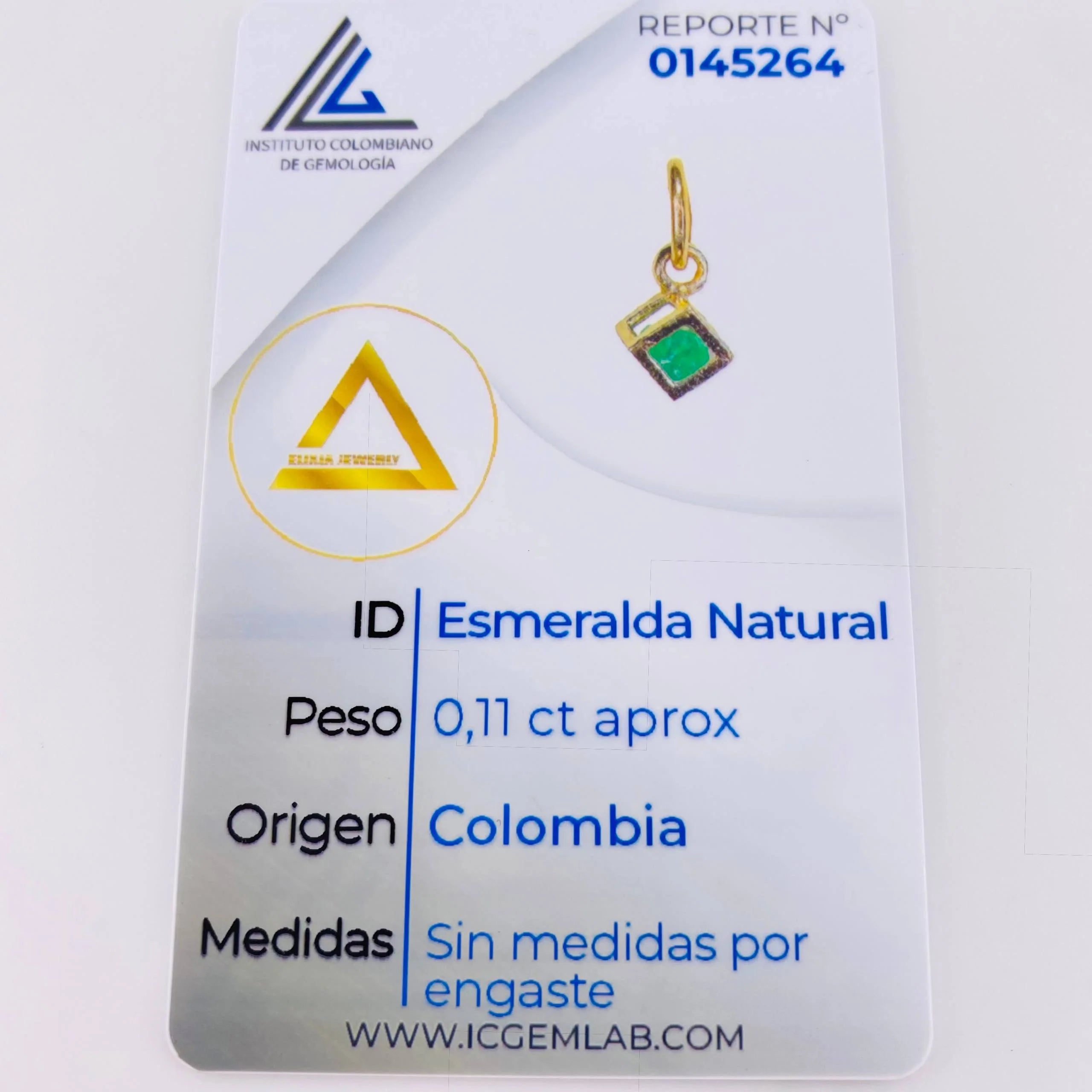 Dije Cubo Esmeralda 10 Pts 0.3 g / 1 cm Oro Amarillo 18K