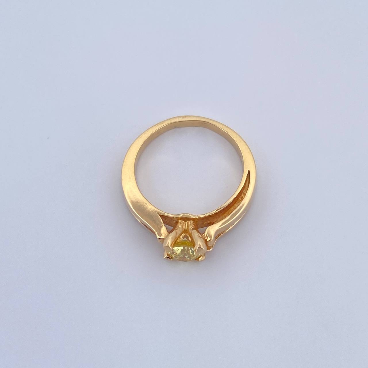Anillo Dos Lineas 5.05gr / T5 3/4 / Diamante Amarillo 50pts Oro Amarillo (Joya) &