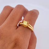 Anillo Dos Lineas 5.05gr / T5 3/4 / Diamante Amarillo 50pts Oro Amarillo (Joya) &