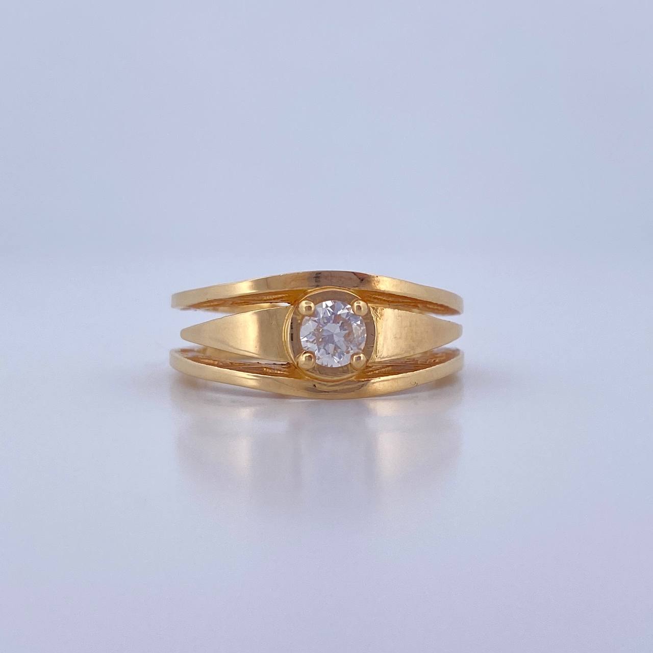 Anillo Tres Lineas 5.45gr / T6 / Diamante 28pts Oro Amarillo (Joya) &
