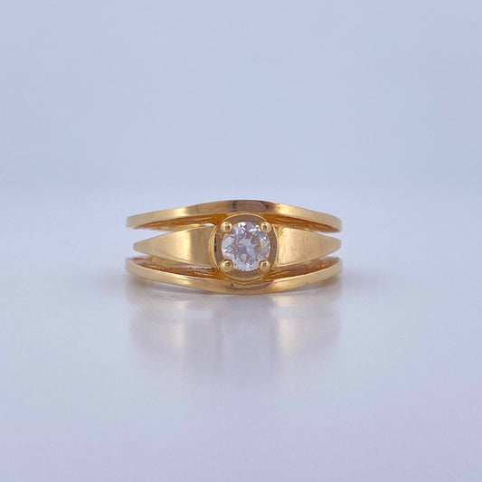 Anillo Tres Lineas 5.45gr / T6 / Diamante 28pts Oro Amarillo (Joya) &
