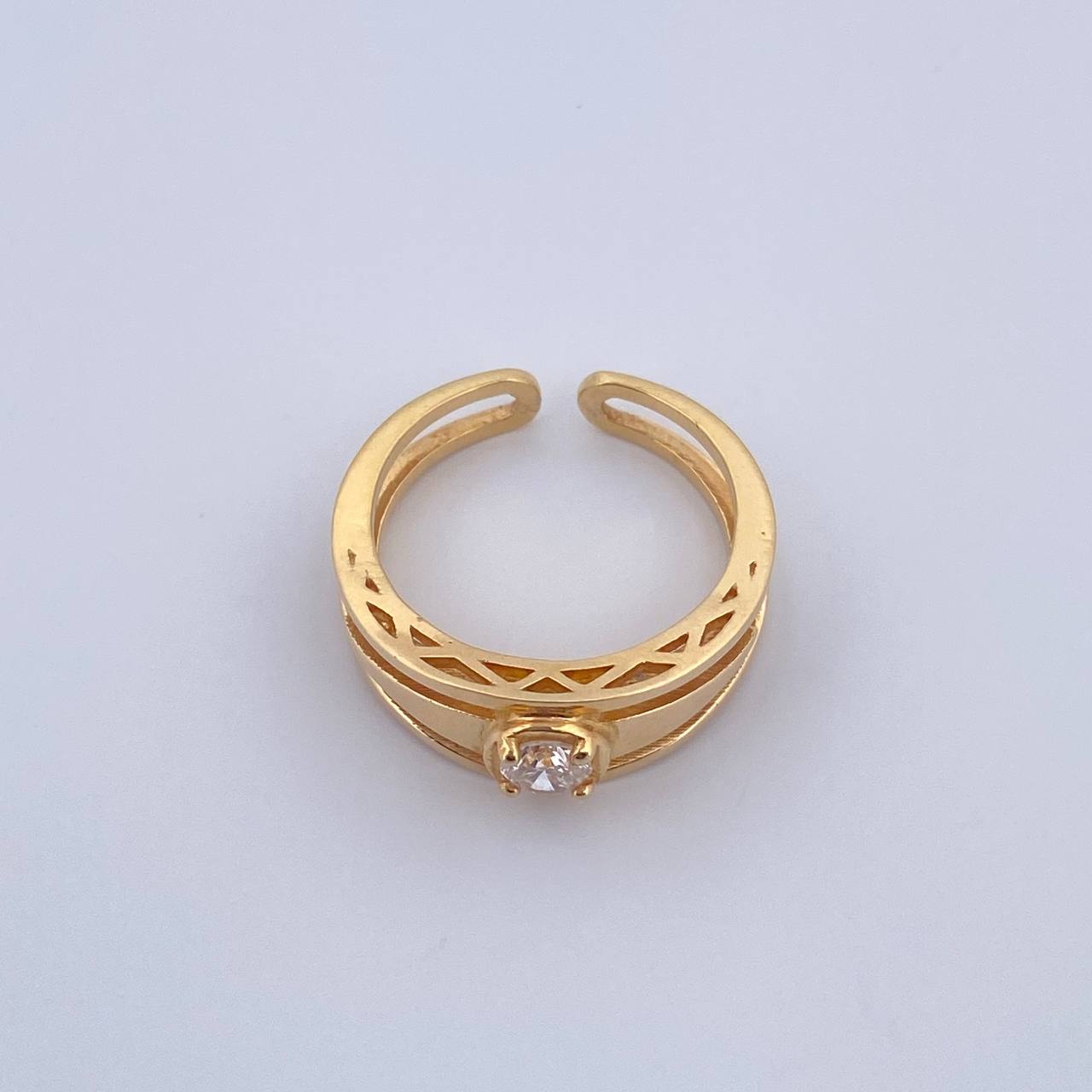 Anillo Tres Lineas 5.45gr / T6 / Diamante 28pts Oro Amarillo (Joya) &